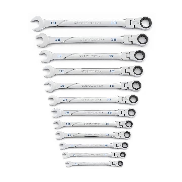 GearWrench Set Wrench Rat Combination Flex 120Xp Met 12Pc - GWR-86229 | GarageAndFab.com