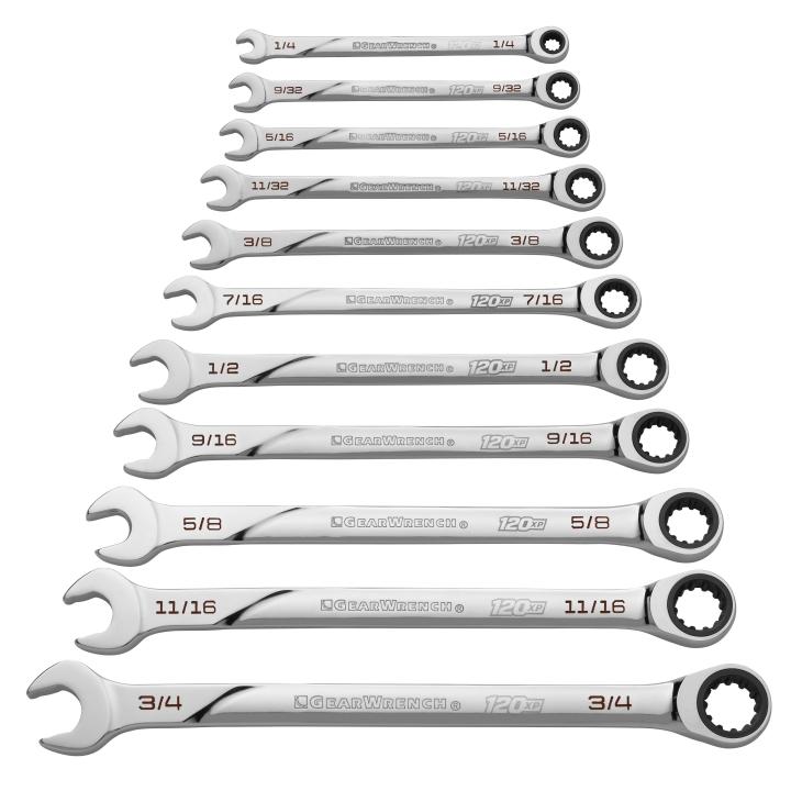 GearWrench Set Wrench Rat Combination 120Xp  Sae 11Pc - GWR-86450 | GarageAndFab.com