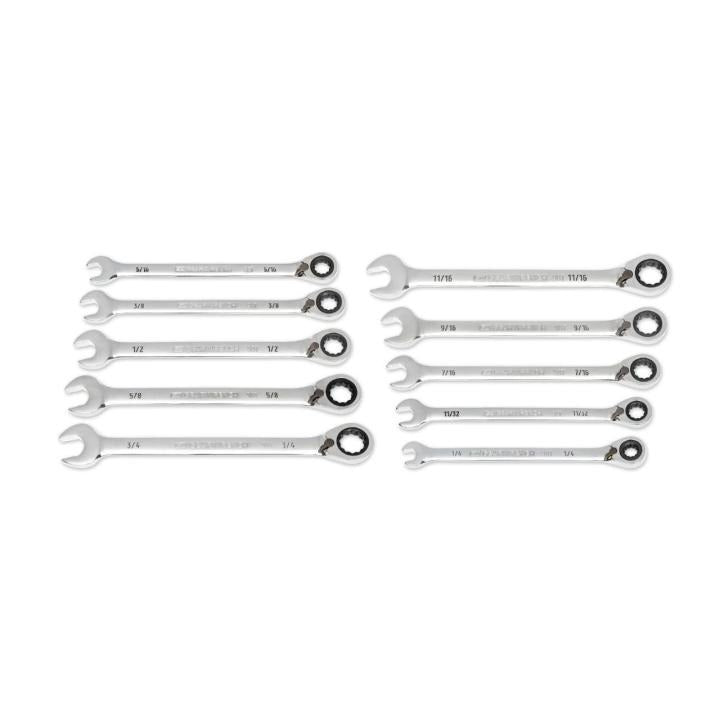 GearWrench Set Wrench Rat Combination Rev Met 90T 10Pc 1/4-3/4 - GWR-86658 | GarageAndFab.com