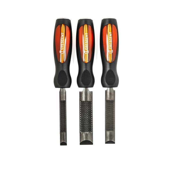 Nicholson (Crescent) Chisel Rasp Set,3Pc,Comold Handle - NIC-WCSET3CMNNN | GarageAndFab.com