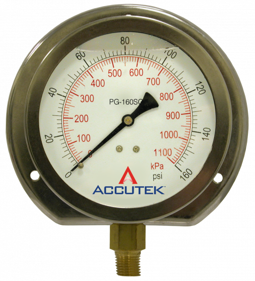 Fairview 0-100 Liquid Gauge;4Face;1/4MPT Stem;w/Flange Item #: FVF-PG-100SGRF | GarageAndFab.com