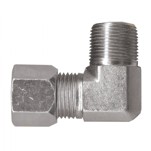 Fairview Steel Flareless 90Elbow;1/2x3/8 MPT Item #: FVF-S6769-8C | GarageAndFab.com