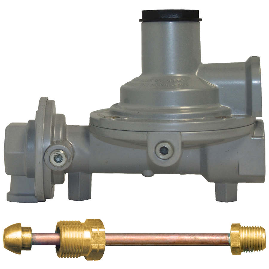 Fairview Cmpct LPG 2-Stg Regulator;1/4FPTx1/2FPT;11in wc;6:00Vent Item #: FVF-GR-968C | GarageAndFab.com