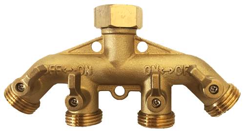 Fairview 4-Way Valved Water Hose Splitter Item #: FVF-404-WV | GarageAndFab.com