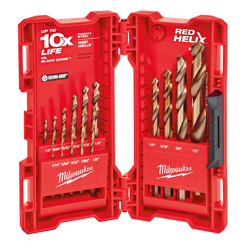 Milwaukee Electric 15-Pc Red Helix Cobalt Drill Bit Set, 1/16"  3/8" - MLW-48-89-2370 | MFVCanada.com