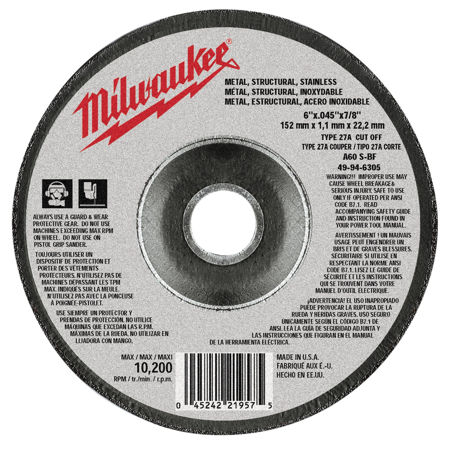 Milwaukee Electric 6X.045X7/8Type27-Acut'G Wl Bulk 25 - MLW-49-94-6305 | MFVCanada.com