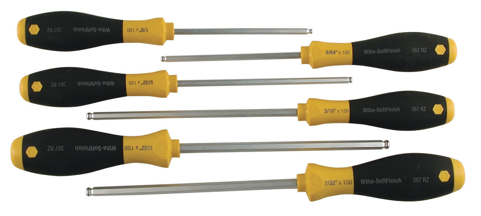 WIHA TOOLS 6 Piece Softfinish Magicring Ball End Screwdriver Set - 36794 - WIH-36794 | GarageAndFab.com