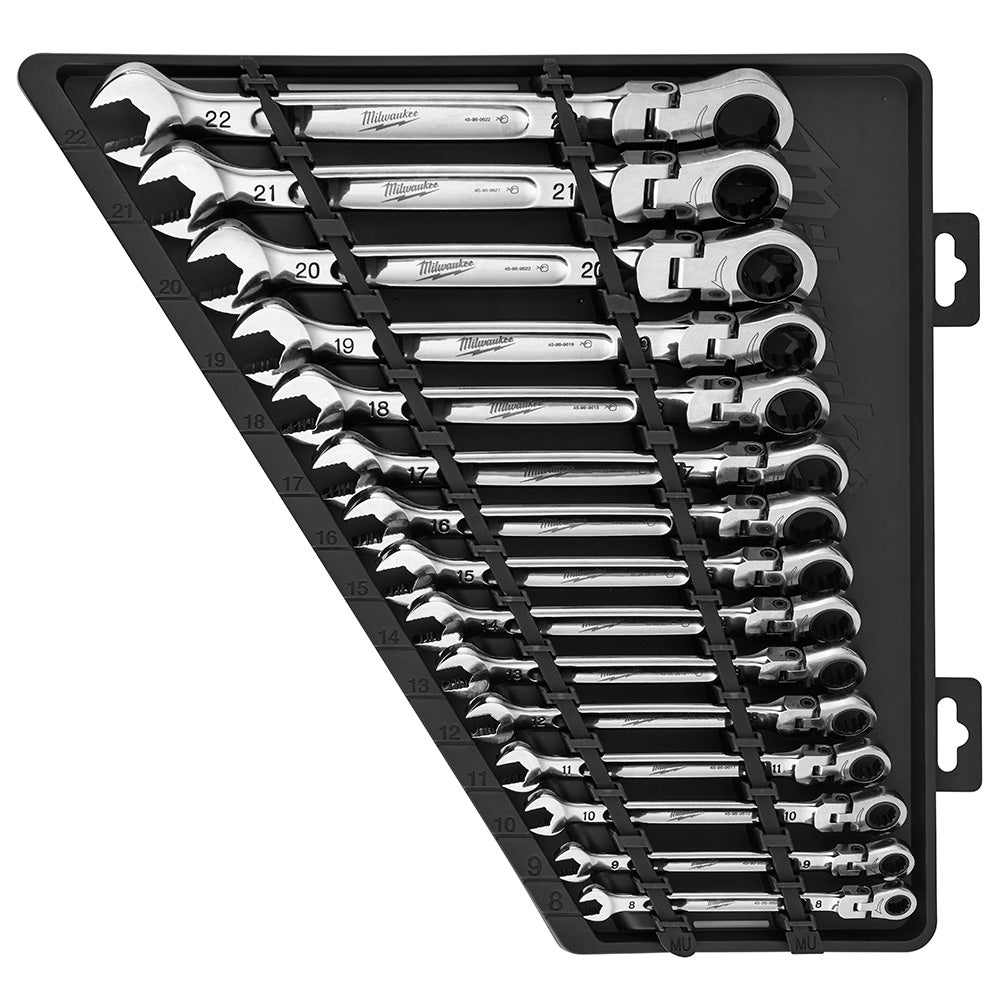 Milwaukee Electric 15Pc Metric Flex Head Ratcheting Combination Wrench, 8Mm-22Mm - MLW-48-22-9513 | MFVCanada.com