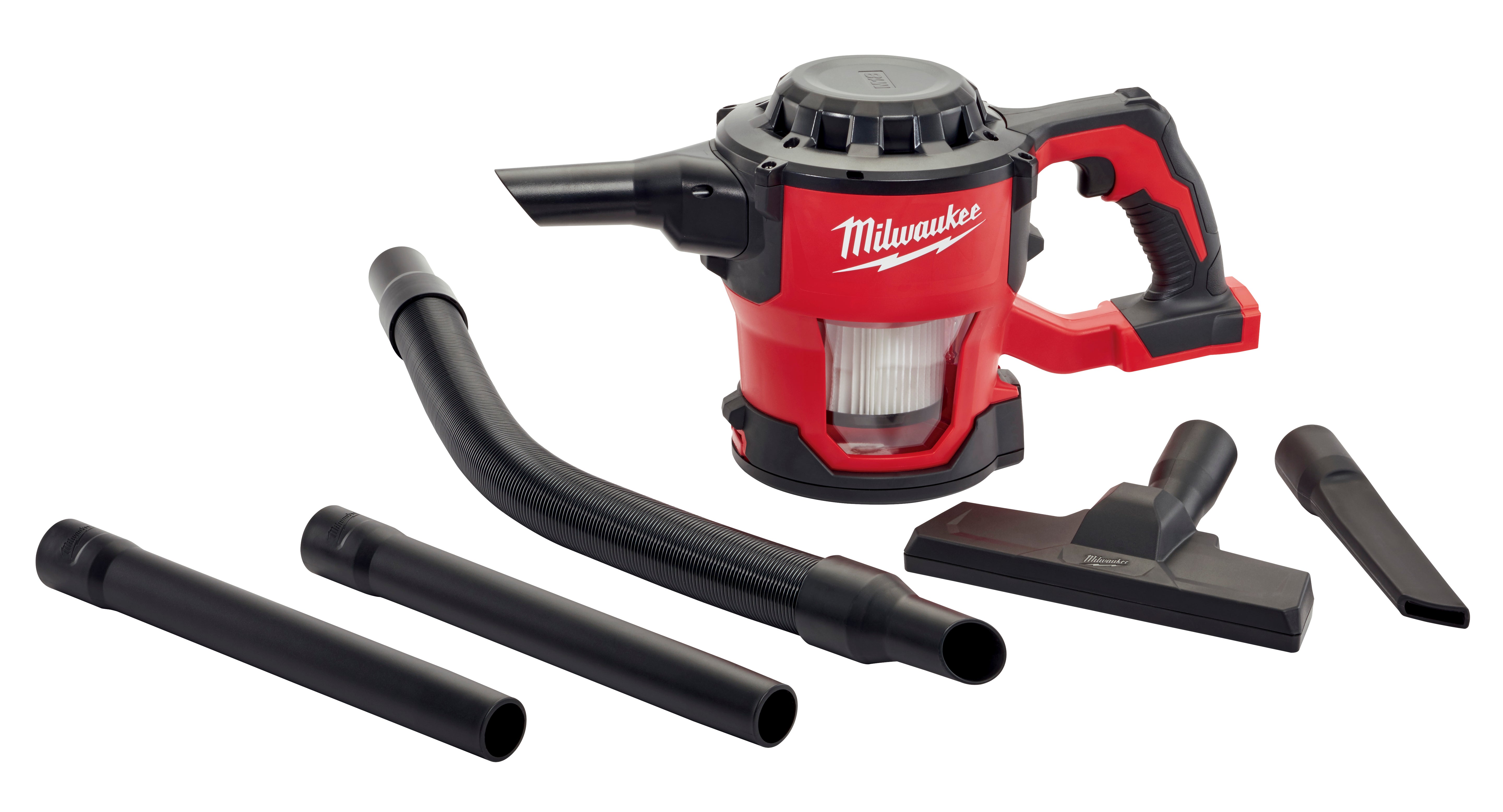 Milwaukee Electric M18 Compact Vacuum  Includes 4' Hose, Floor Tool, Crevice Tool, Extension Ensions, Hepa Filter - MLW-0882-20 | MFVCanada.com