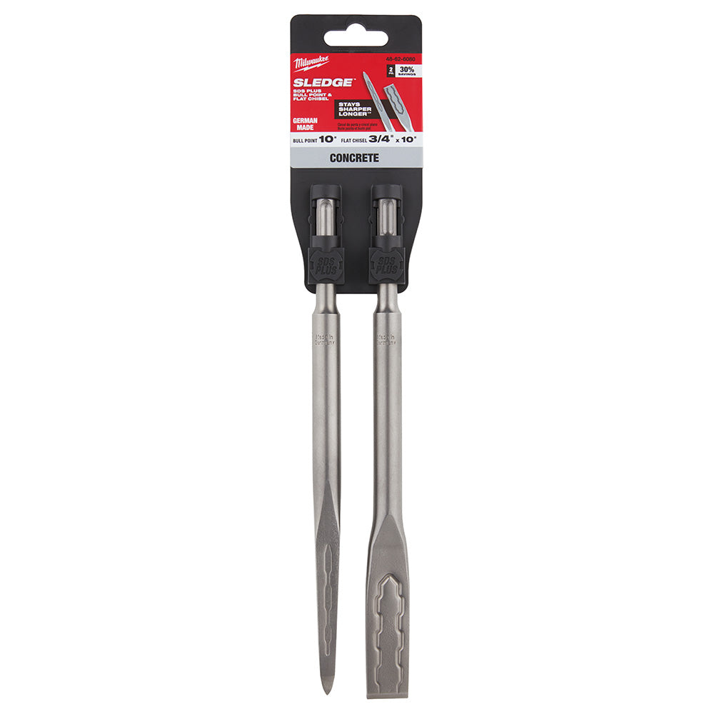 Milwaukee Electric Sds+ Slge Bull Flat Chsl 2Pk - MLW-48-62-6080 | MFVCanada.com