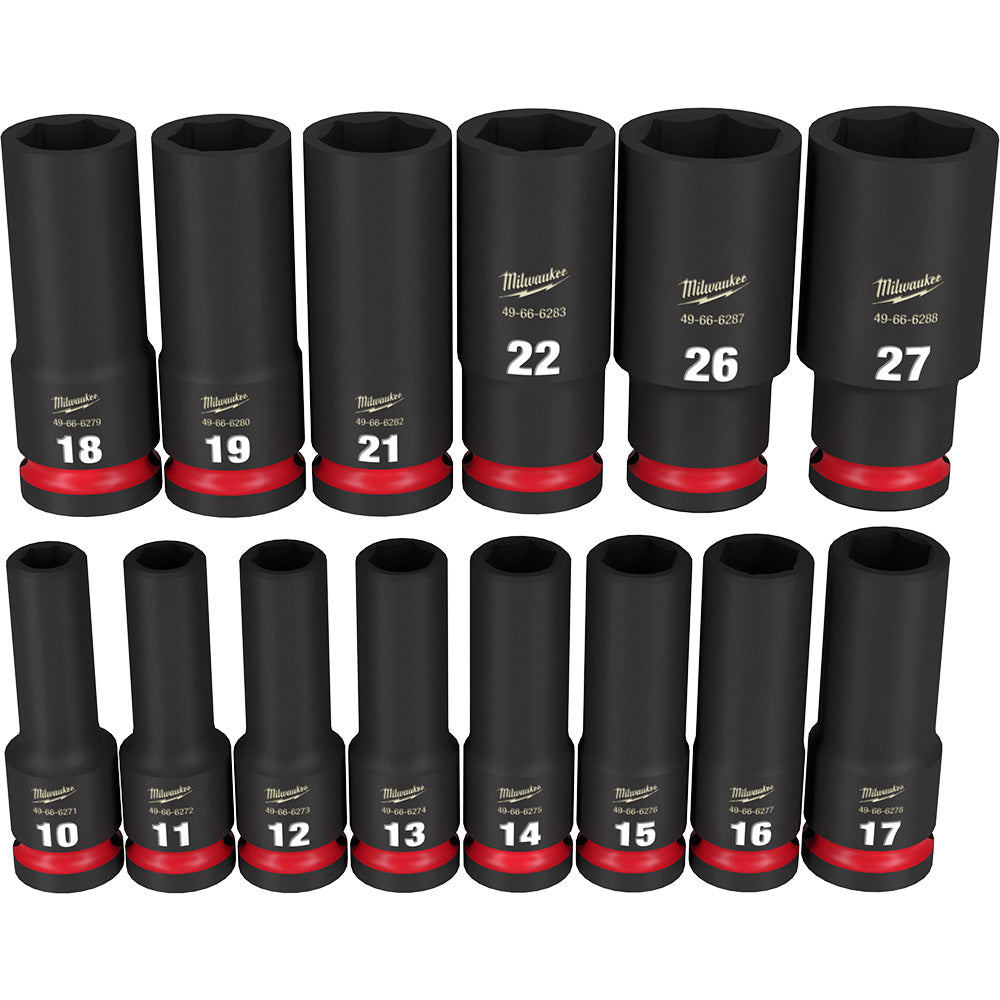 Milwaukee Electric 14-Pc 1/2" Drive, 6 Pt. Metric Deep Impact Socket Set, 10Mm  27Mm - MLW-49-66-7014 | MFVCanada.com