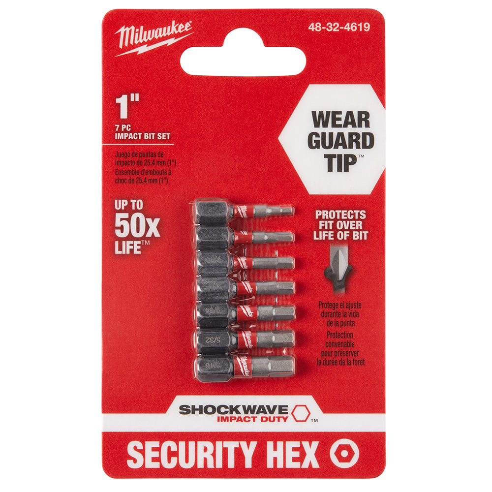 Milwaukee Electric 7Pc 1In Insert Hex Sec - MLW-48-32-4619 | MFVCanada.com