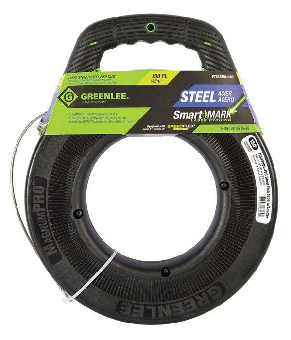 Greenlee Fishtape, Steel-150' W/Leader - GRE-FTS438DL-150 | GarageAndFab.com