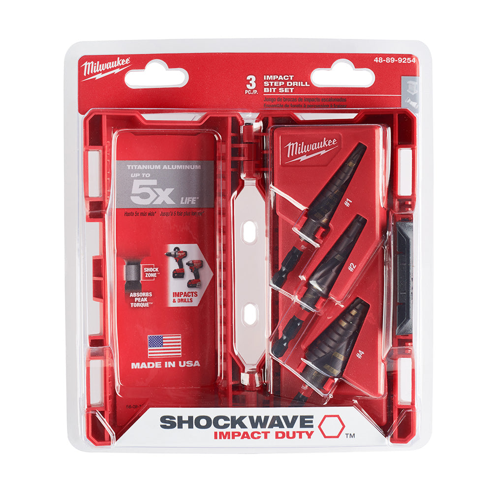 Milwaukee Electric Sw Step Bit 3Pc Kit 1, 2, 4 - MLW-48-89-9254 | MFVCanada.com