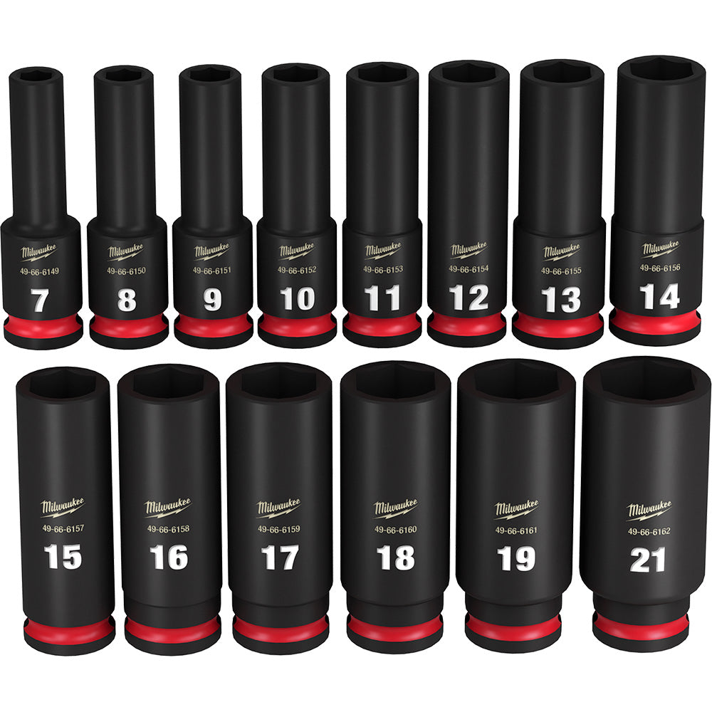 Milwaukee Electric 14-Pc 3/8" Drive, 6 Pt. Metric Deep Impact Socket Set, 7Mm  21Mm - MLW-49-66-7008 | MFVCanada.com