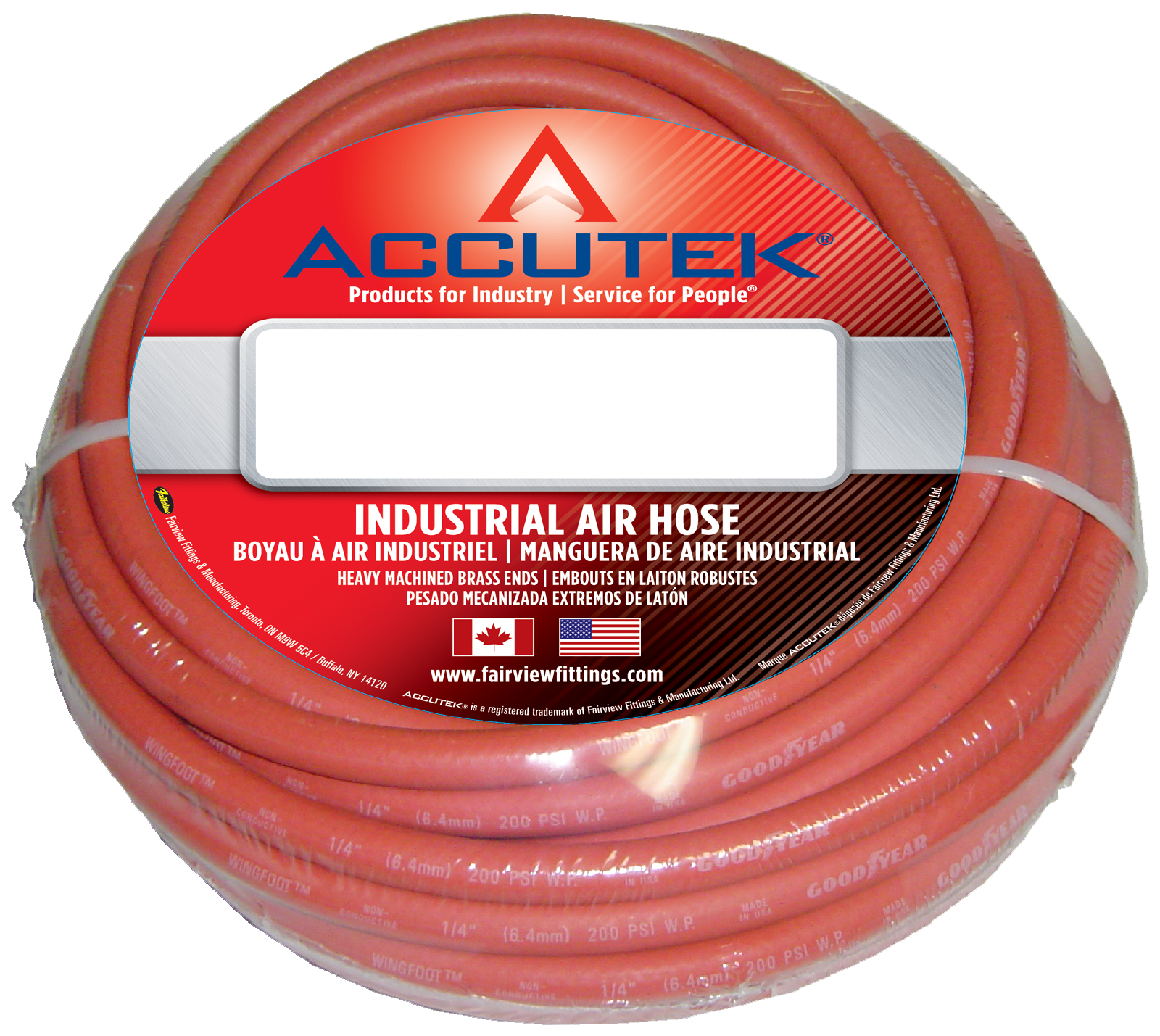 Fairview 3/8 ID Rubber Assy;200PSI;1/4MPTx25ft Item #: FVF-RW6RED-25B | GarageAndFab.com