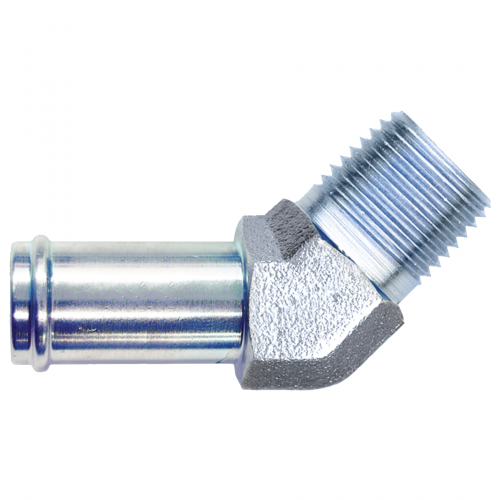 Fairview Steel Hose Insert 45Elbow;5/8x1/2MPT Item #: FVF-S1140-10D | GarageAndFab.com