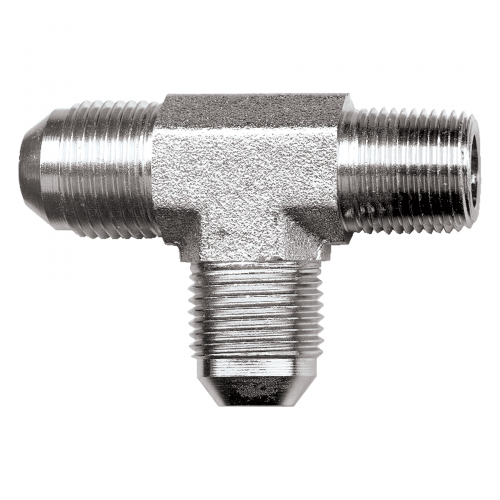 Fairview Steel Tee;1/2MJICx3/4MPTx1/2MJIC Item #: FVF-S3751-8E | GarageAndFab.com