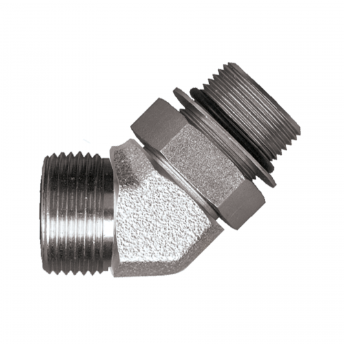 Fairview Steel 45Elbow;9/16-18 MORFSx7/16-20 ORB Item #: FVF-S3974-4 | GarageAndFab.com