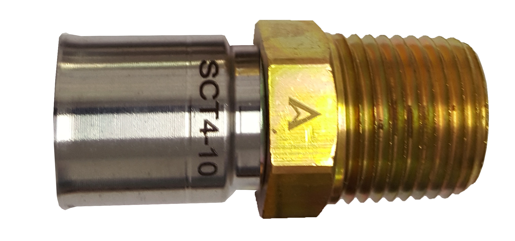 Fairview PTFE Crimp End;1/4 Nom.IDx1/4MPT Item #: FVF-SCT425-4B | GarageAndFab.com