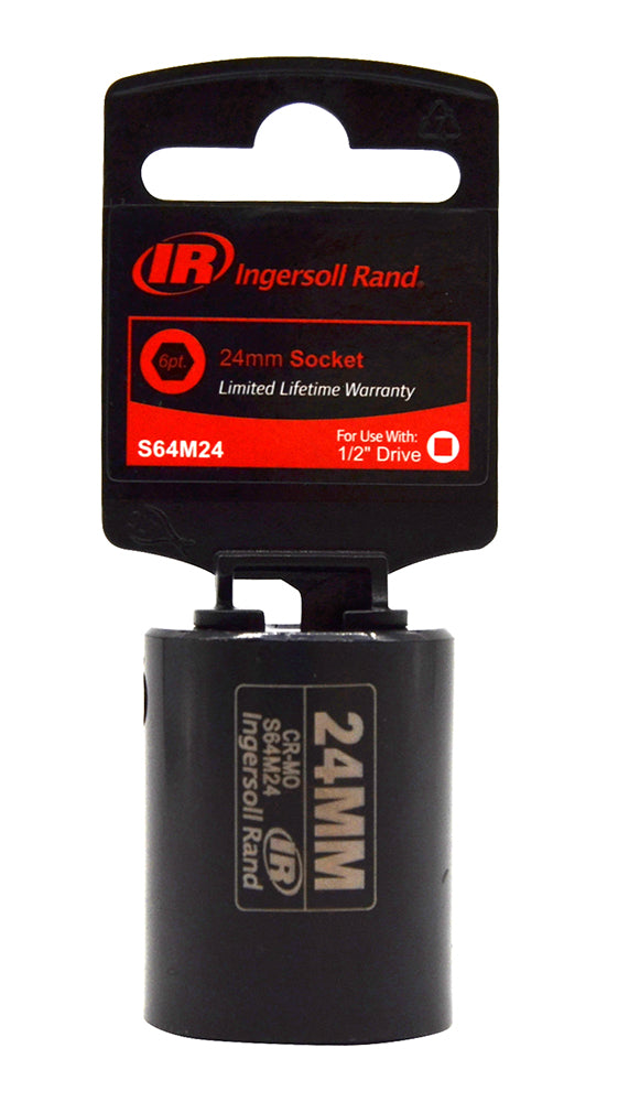 Ingersoll Rand Socket, Standard, 1/2"Drive, 24 Mm - IRC-S64M24 | GarageAndFab.com
